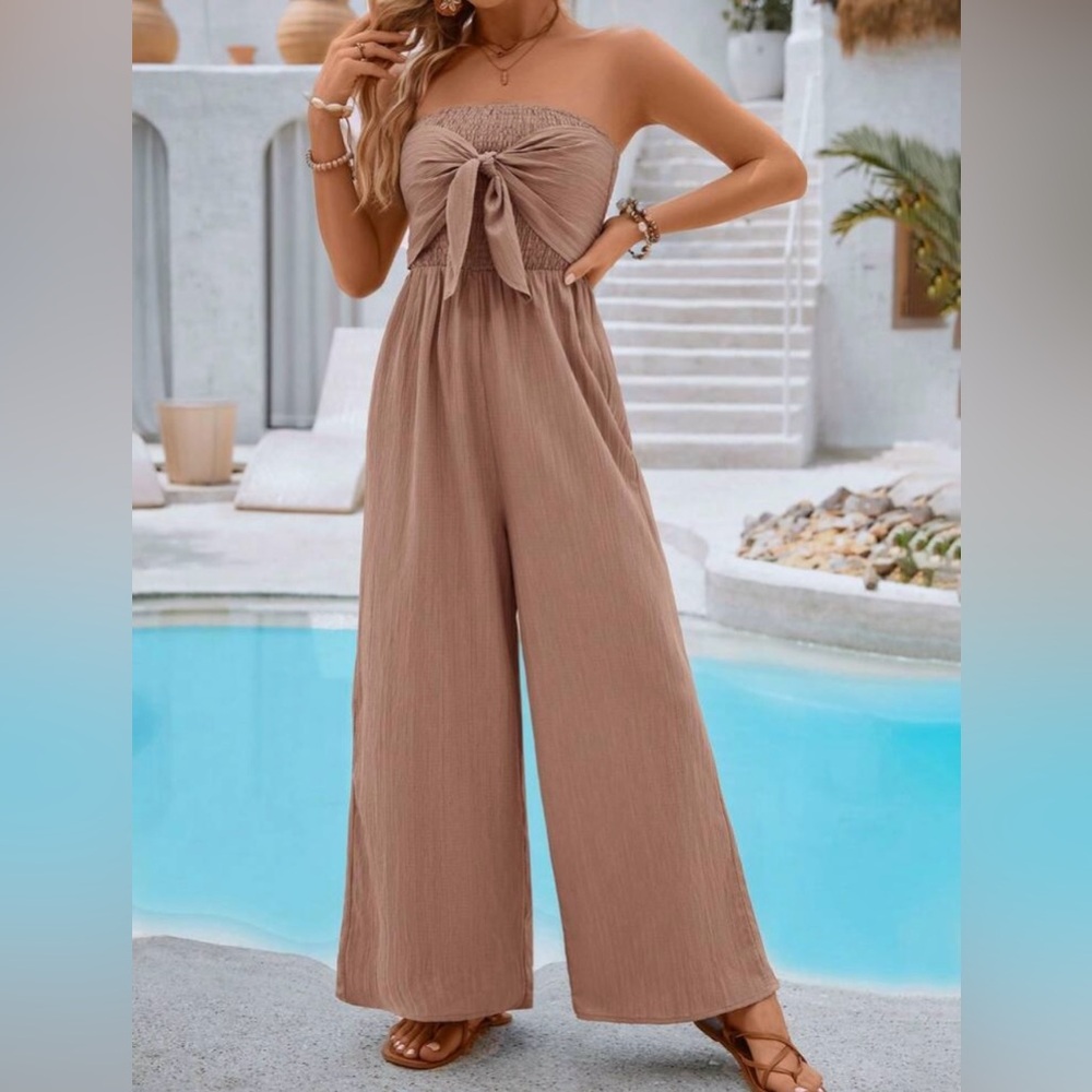 Strapless Tan Jumpsuit